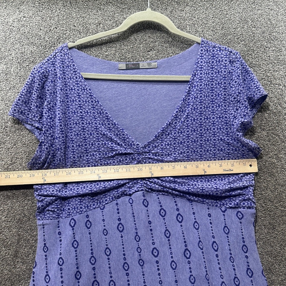 Athleta Dhara Dress Women 1X Burnout Printed V Neck Cap Sleeve Boho Athleisure - Picture 4 of 12